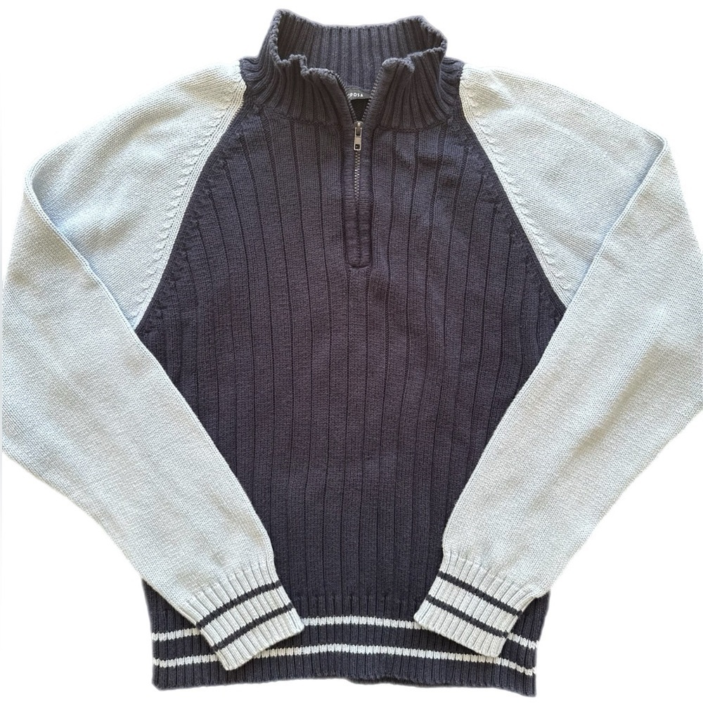 Mariposa Boys Quarter Zip  Navy Blue Pullover Sweater Size Large
